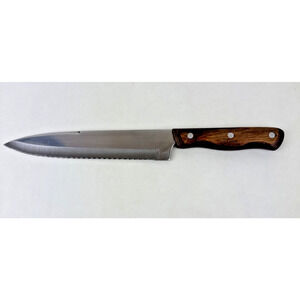 Hanford Forge Knife Serrated Wood Handle 8" blade Japan Stainless Steel Vintage
